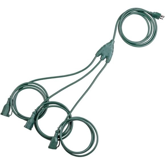 Outdoor Extension Cord 1 to 3 Splitter, Max 13 ft Extension, Multi Outlet - Picture 1 of 6